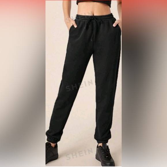 SHEIN Pants - 🔥🆕🔥SHEIN Black Waffle Style Track Pants XL